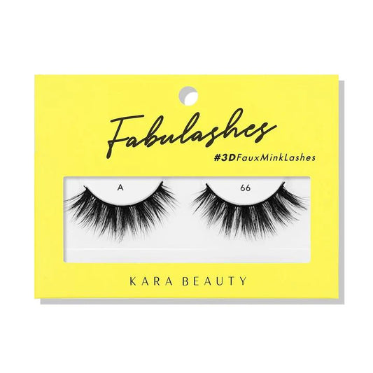 Kara Beauty false eyelashes packaging with yellow packaging on a white background and brand name.